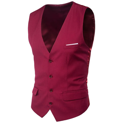 High Quality Men Suit Vest Waistcoat Business Casual Slim Groom Groomsman Wedding Men's Dress Blazer Vests 9 Colors Formal Party