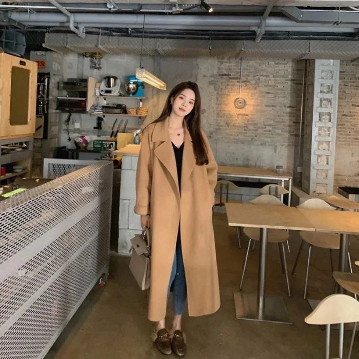 Plus Size New Hot Sale Of The Season Women's Woolen Coat Medium Length Versatile Small Size Tweed Outerwear Autumn Winter Fas...