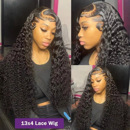 lueless Wig Human Hair Ready To Deep Water Wave Lace Front Wig Glueless Lace Closure Black Wig Curly HD Lace Frontal Human Hair