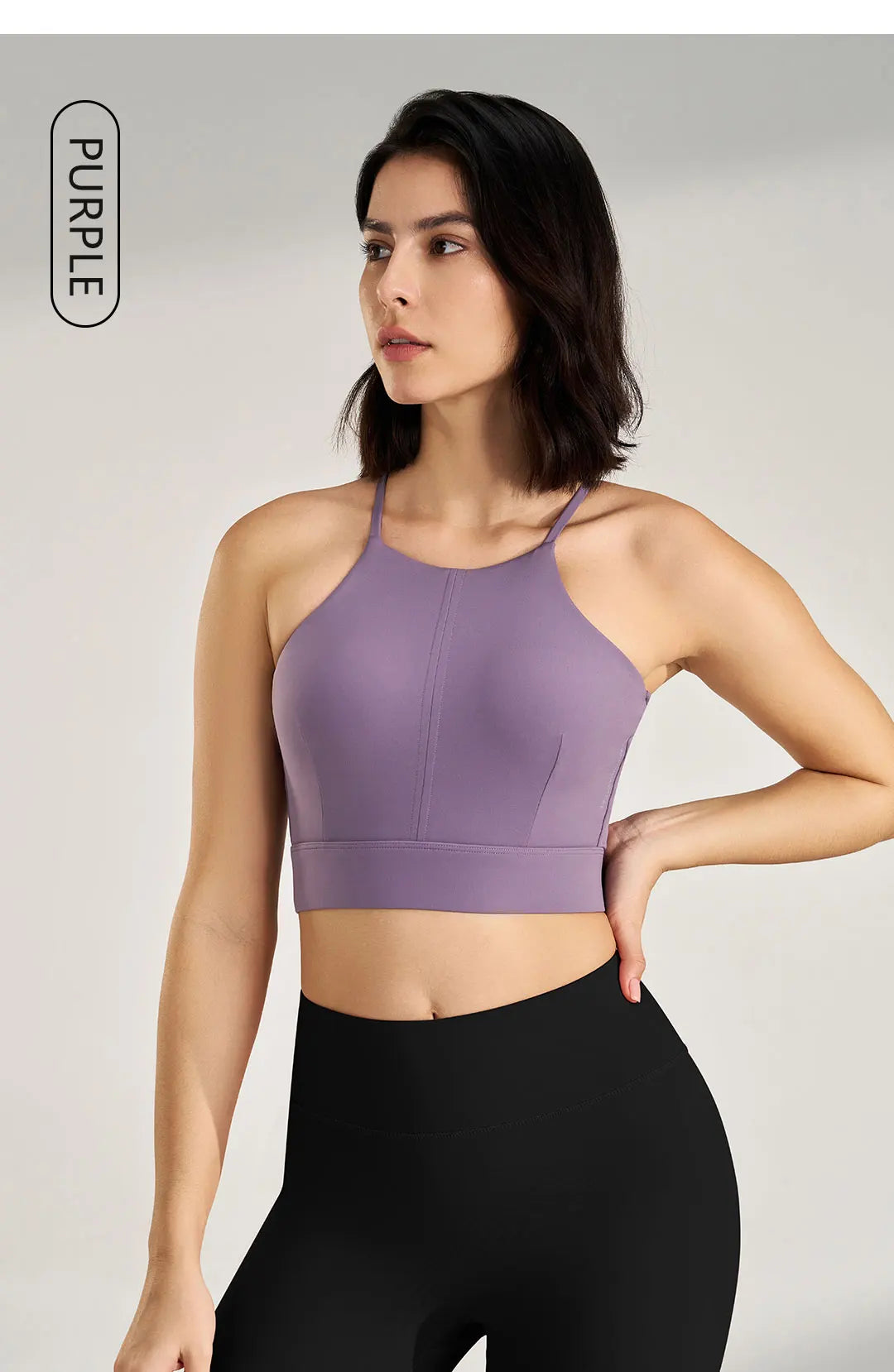 Women's sexy halter top gym high intensity workout yoga clothing gathered shockproof sports underwear yoga undershirt