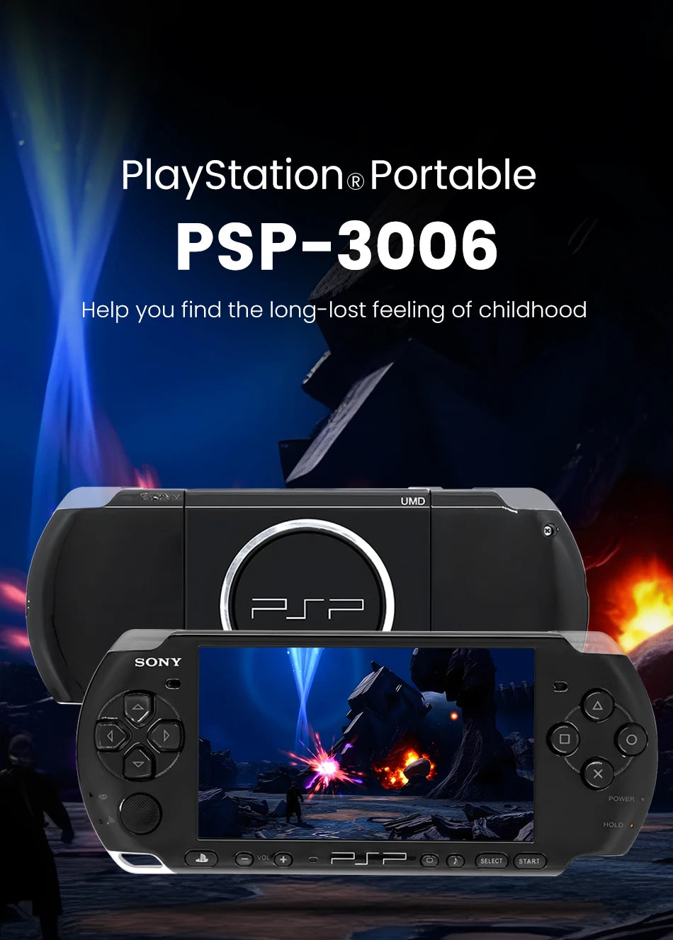 PlayStation PSP3000 Game Console (PSP-3006) PlayStation Handheld GBA Arcade Game Console+(Free Games) No UMD function