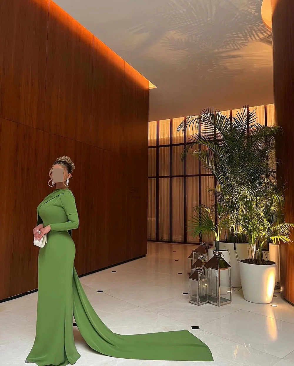 Msikoods Green Mermaid Evening Dress luxurious Customized Long Sleeve Arabic Prom Dress 2025&2026 Women Modest Formal Party Dress