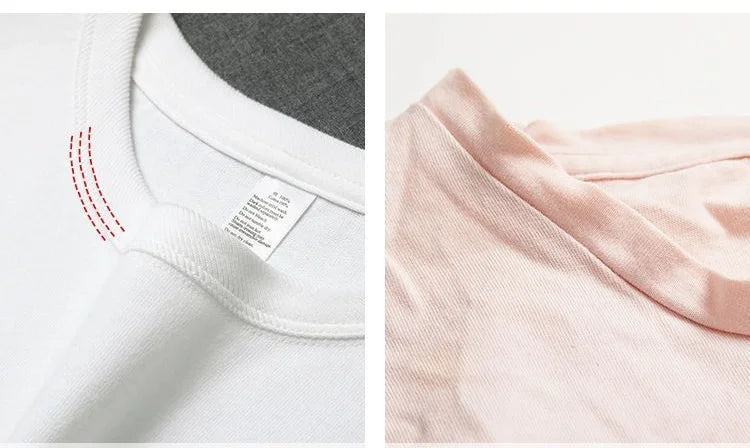 Heavyweight Impermeable 300g Carbon Matte Pure Cotton Thick Short Sleeved T-shirt Men and Women Pure White Simple Base Shirt