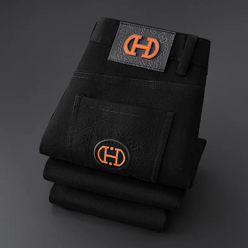 BlackJeans2024 New Fall/Winter Trendy Brand Casual Slim Fit Stretchy European Style Long Pants For Men Fashionable Printing