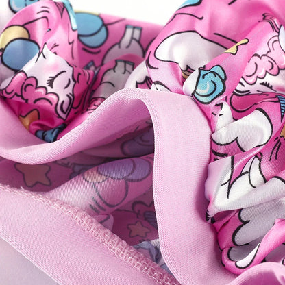 New Baby Unicorn Cartoon Print Satin Night Sleep Cap Elastic Wide Band Bonnet Hair Cover Hat Beanie Salon Bath Spa Shower Caps