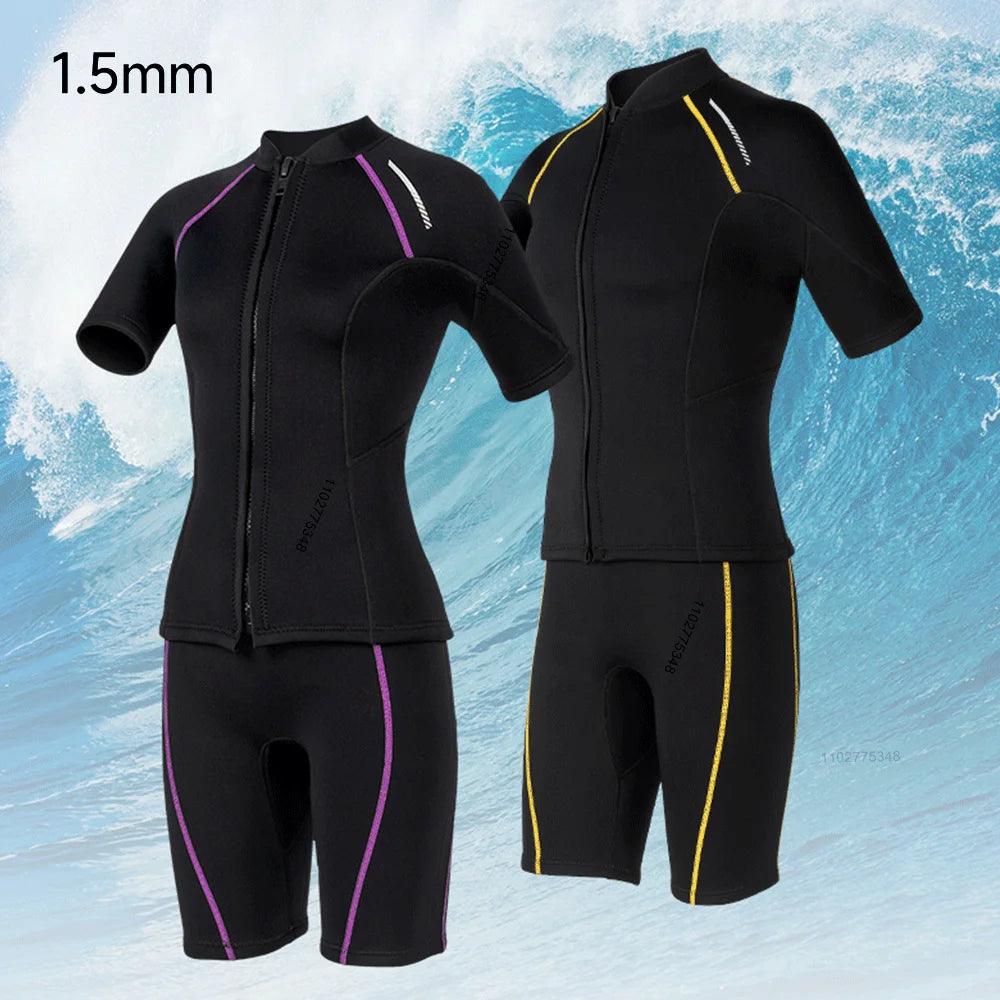 Wetsuit for Men Women Jacket Pants1.5mm Neopreno Diving Suit Short Sleeve Swimwear Snorkeling Surfing Swimsuits Kitesurf
