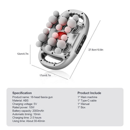 42-Heads Fascia Gun High-Frequency Vibration Body Massage Gun Back and Waist Massager Neck Shoulder Massager Muscle masajeador