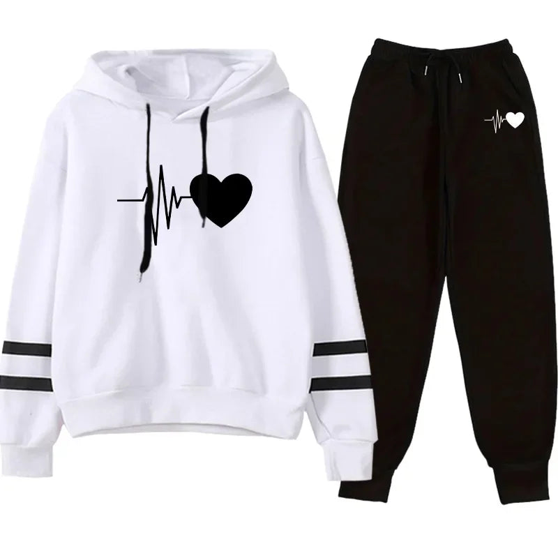 2026 Womens Tracksuit Print Casual Sweatshirt Sweatpants 2 Pcs Set Daily Sports Jogging Woman Clothing Quality Street Sportswear