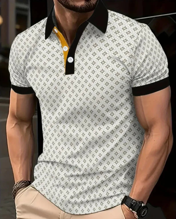 High Quality Men Polo Shirt Stripes Short Sleeve T-shirt Male Breathable Tops Business Turn Down Collar Streetwear Luxury Brand