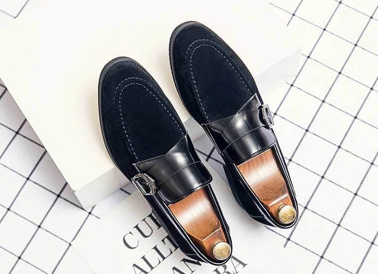 Suede Man Casual Shoe Flat Pointed Toe Office Loafers Height Increasing Leather Shoes For Men 2025 New Arrivals Luxury Sale
