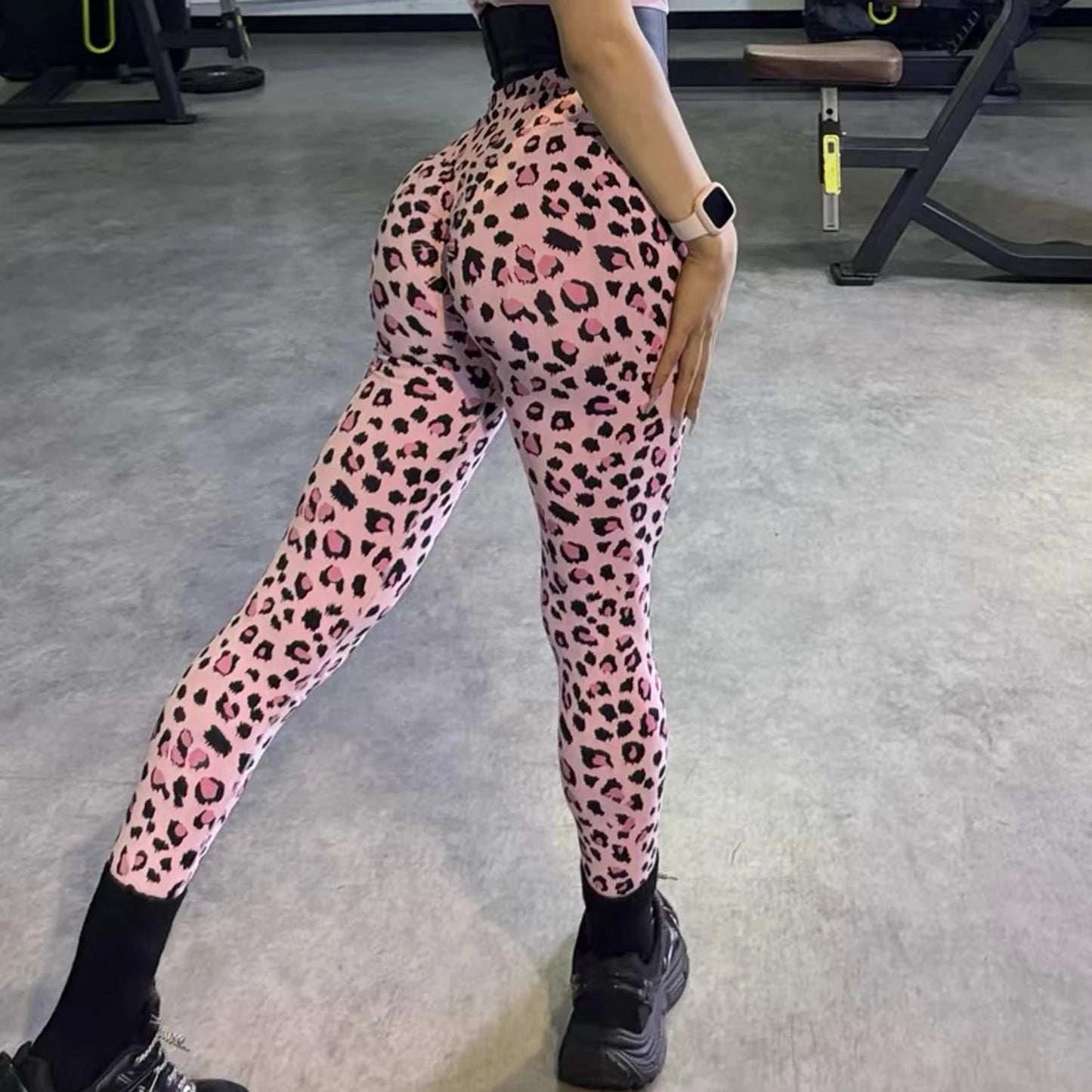 Women Gym Leopard Leggings Scrunch Butt Lifting Athletic Workout Leggins Training Yoga Pants Outdoor Sports Fitness Tights