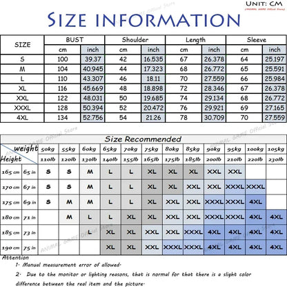 Animal Game Outdoor Men's Casual Sweatshirts Zipper Cardigan Work Jackets Sport Turtleneck Coats Oversize Warm Cycling Jerseys