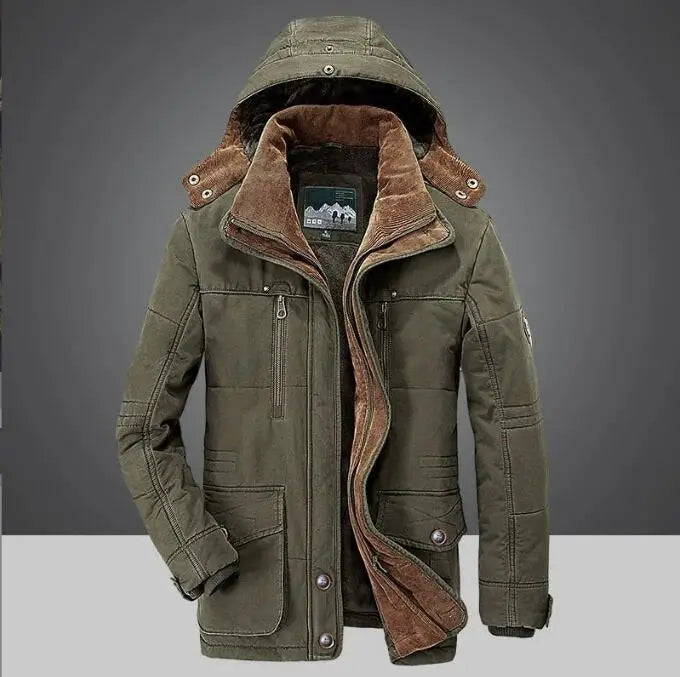 New Men Winter Fleece Warm Thick Windproof Parkas Jackets Coat Men Autumn Fashion Hooded Casual Parkas Men
