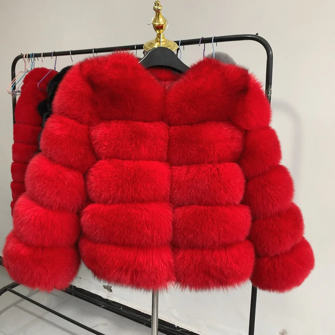 New Real fox fur coat women's winter warm 100% natural fur jacket Short Raccoon fur coat women's  high quality hot sale