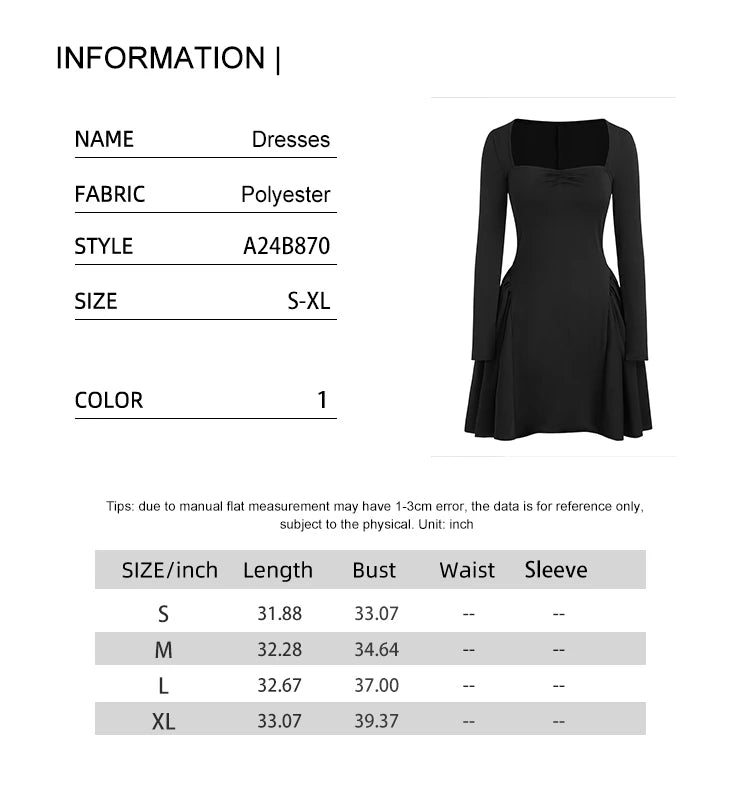 Solid Colour Square Neck Mini Dress Trimmed with Bow and Ruffle Solid Colour Pullover Dress Best for Spring/Summer