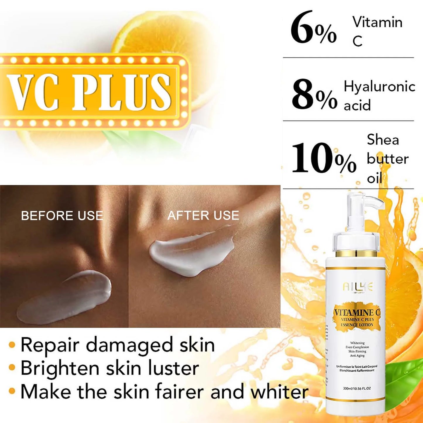 AILKE Vitamin C Whitening Serum, Remove Dark Spots, Moisturizing, Anti-Aging & Wrinkle, Beauty Skin Care Cosmetics