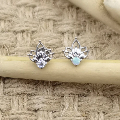 QM ASTM F136 Titanium Internally Threaded Half Lotus Top Labret Tragus Flat Helix Earring Piercing Jewelry