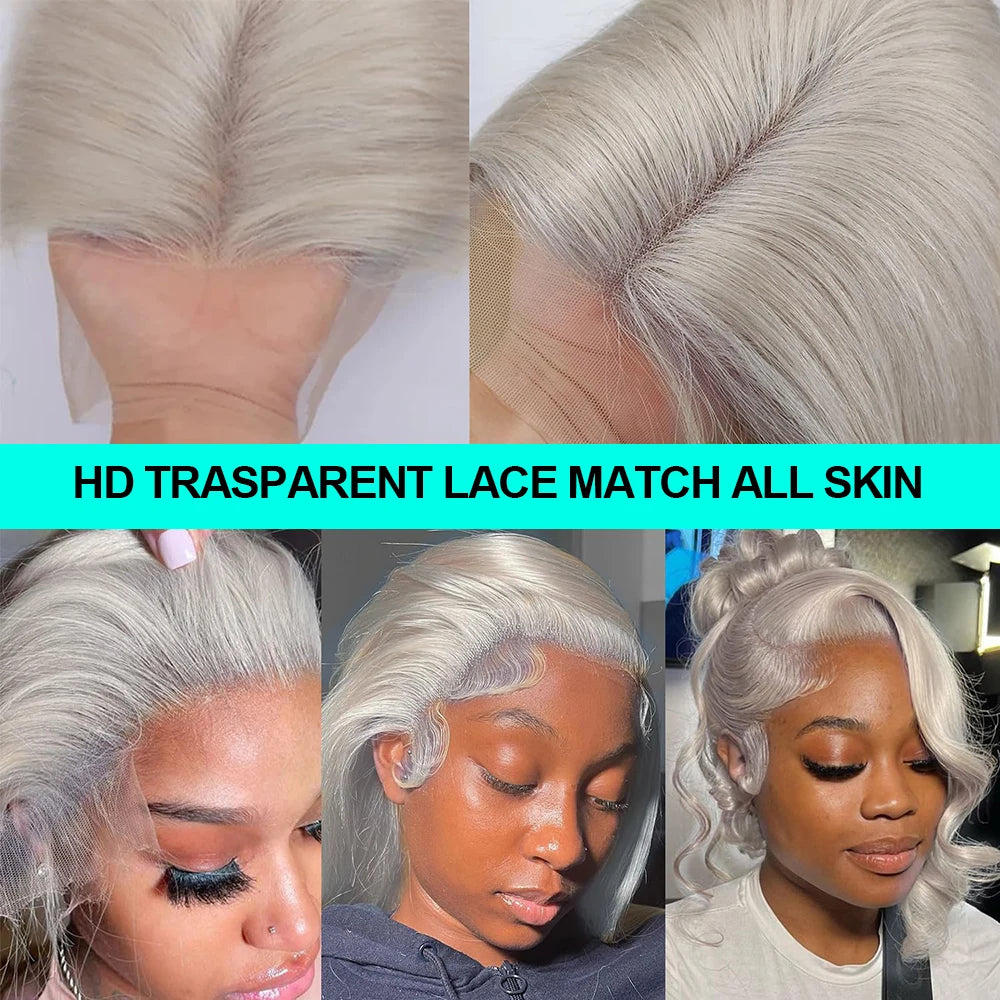 Cosplay Body Wave Silver Grey 13X4 Lace Front Wigs Human Hair 13x6 HD Lace Front Wigs Remy Brazilian 613 Colored Human Hair Wigs