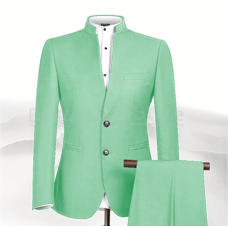 2025 New Style Men Chinese Tunic Collar Bridegroom Suit Formal Wear Dress Slim Fit Mens Suits Groom Wedding Blazer Costume Homme