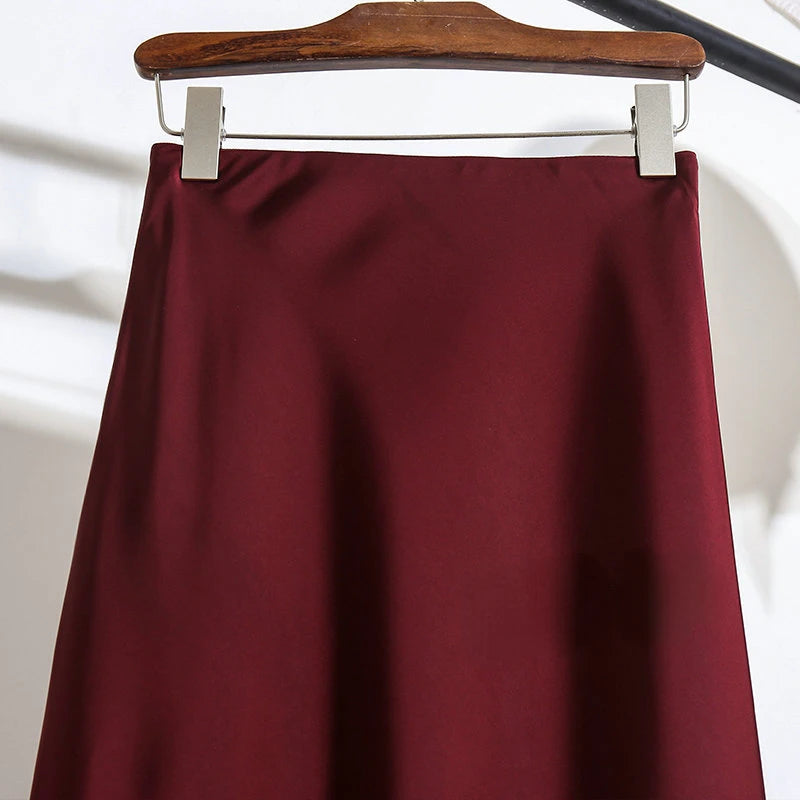Acetic Satin Fishtail Skirt Woman Korean Fashion Elastic High Waist Skirts for Women Spring/summer 2026 New Slim Long Dresses