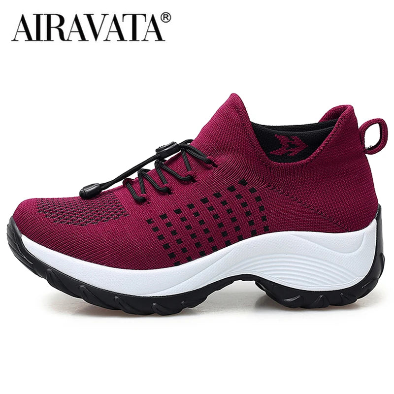 Women Walking Shoes Breathable Fly Weaving Sneakers Non Slip Casual Shoes 7 Color Size 35-45