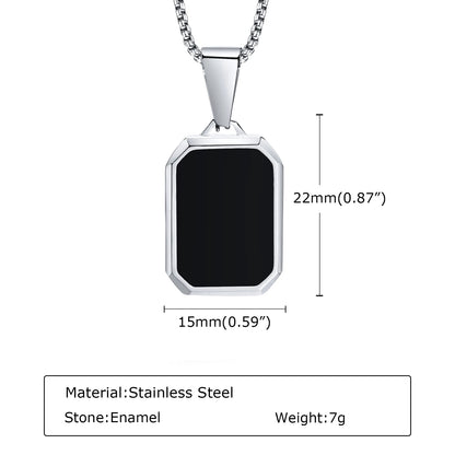 Trendy Pendant Necklaces for Men Boys,Square Natural Stone Stainless Steel Necklaces,Hip Hop Cool Healing Jewelry Gifts