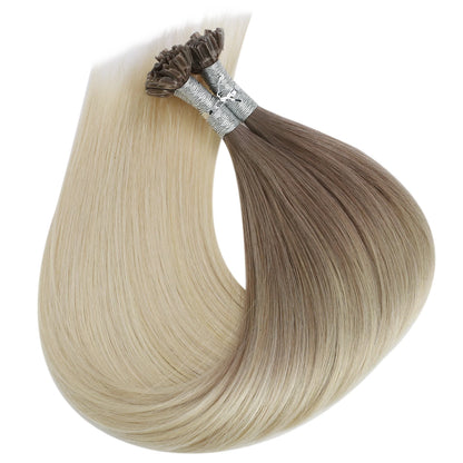 Full Shine U Tip Hair Extensions Fusion Hair Balayage Color 40-50g Keratin Glue Beads Prebonded Human Hair Extensiones