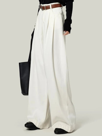 Woman High Waist Straight Leg Jeans Lady Loose Denim Wide Leg Pants Girls Korean Khaki Retro Blue Light Blue Gray White Trousers