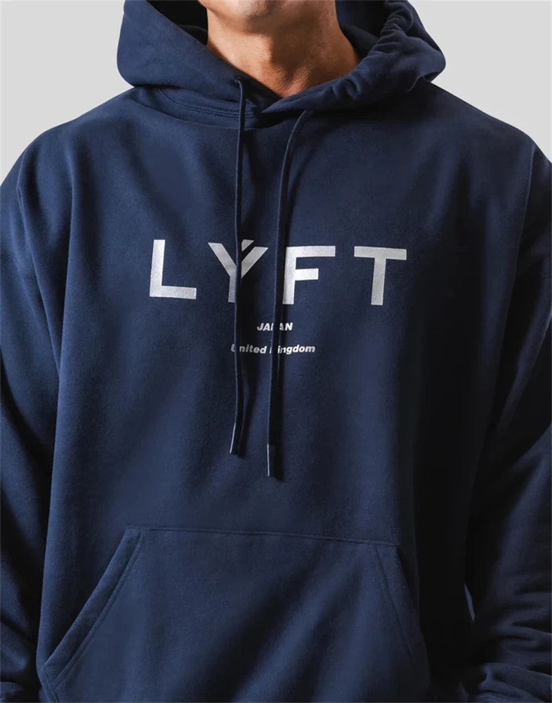 LYFT Classical LOGO Men Hoodies Winter Fleece Warm Mens Sweatshirt Fashion Streetwear Casual Men's Loose Pullovers Brand Hoody