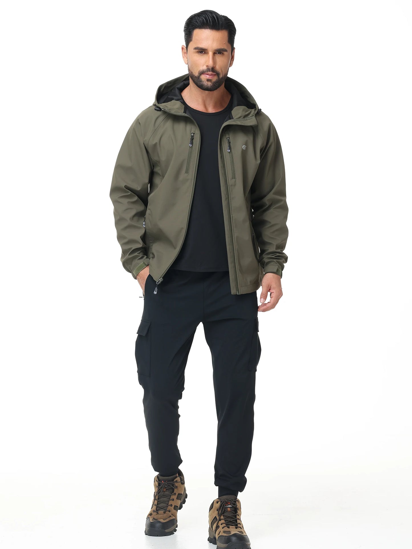 Men's Outdoor Waterproof Windbreak Jacket Lightweight Coat for Camping Hiking Cycling Fishing with Inner Pocket