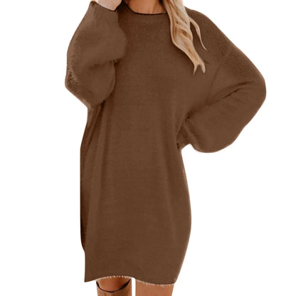 Women Winter Sweater Knit Crewneck Warm Long Sleeve Casual Sweatshirts Dress Casual Breathable Winter Warm Comfort Dress