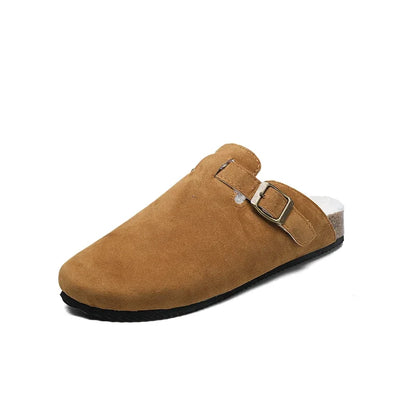 Men Suede Leather Mules Women Comfort Potato Shoes with Arch Support Cork Winter Shoes Fashion Clogs Men Cork Footbed Mens Clogs