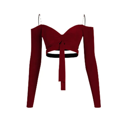 Latin Dance set Clothes Girls Long SLeeves Short Top Skirt Cha cha samba Performance Competition Dress Burgundy Black Dress Kids