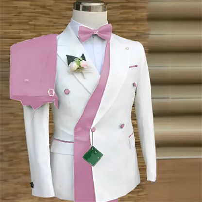 Bespoke Custom White Black Wedding Suit for Men New Design Slim Fit Groom Best Man Wedding Tuxedo Formal Prom Wear 2 Pieces Set