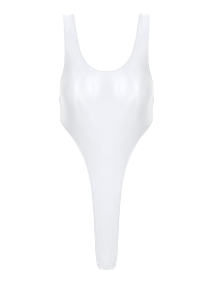 Womens Swimsuit 2022 New Glossy One-piece Swimming Bathing Suit Backless High Cut Bodysuit Sportwear Beachwear Swimwear