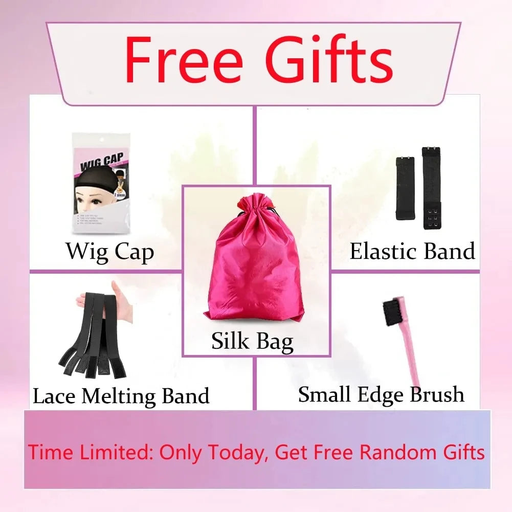 Ombre Highlight Blonde With Red Colored 13x4 Lace Front Wigs Human Hair Brazilian 30 Inch Bone Straight Human Hair Wig For Women