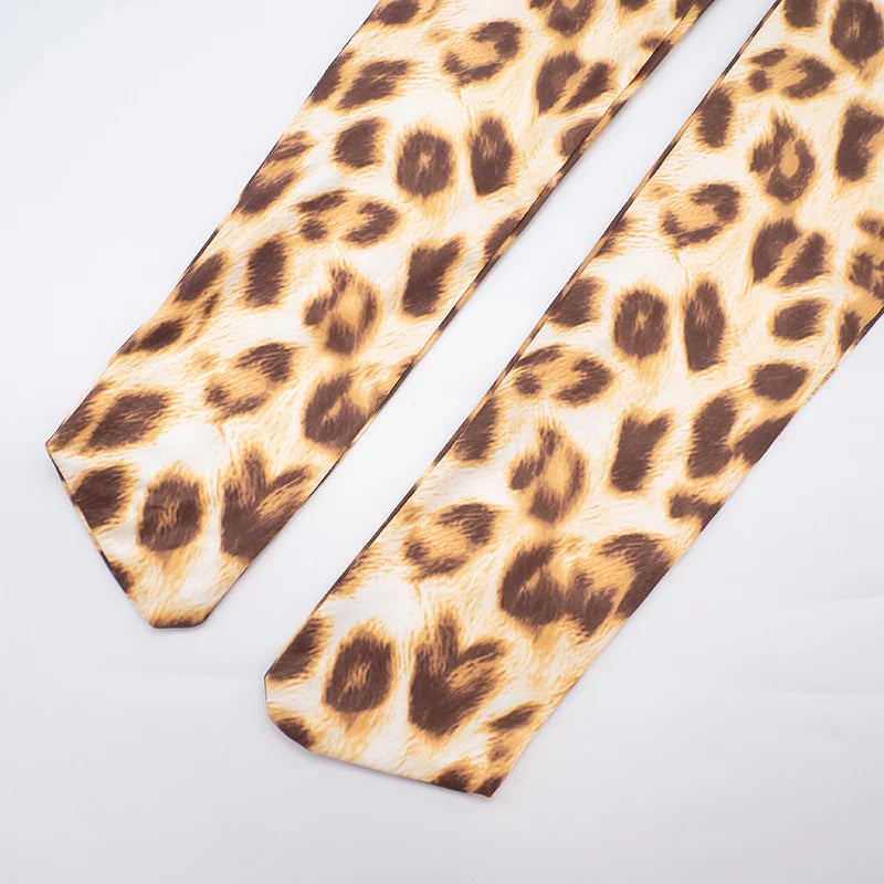 CUTENOVA Women'S Fall/Winter New Leopard Print Deep V-Neck Back Hollow Out  Bodycon Jumpsuit Sexy Fashion Streetwear Jumpsuit