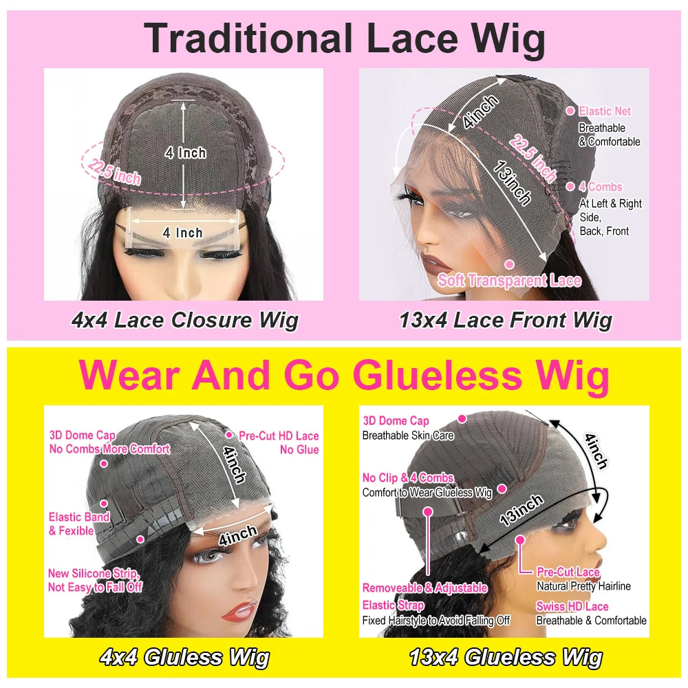 Short Curly Bob Wigs Human Hair 180% Glueless Brazilian Closure Frontal Wigs Without Glue Pre Cut Lace Wigs For Women On Sale