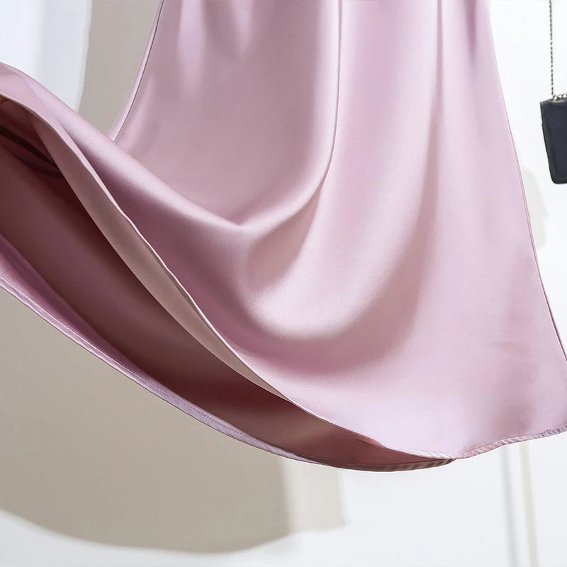 Acetic Satin Fishtail Skirt Woman Korean Fashion Elastic High Waist Skirts for Women Spring/summer 2026 New Slim Long Dresses
