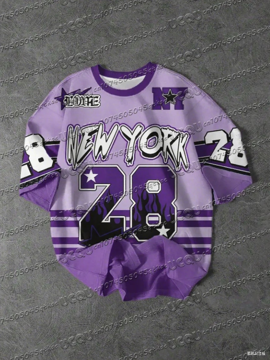 Men's Sports Jersey New York 28 Print Short Sleeve T-Shirt Summer Graphic Tee Baseball Jerseys Plus Size Women's Sport T-Shirt