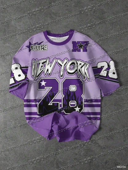 Men's Sports Jersey New York 28 Print Short Sleeve T-Shirt Summer Graphic Tee Baseball Jerseys Plus Size Women's Sport T-Shirt