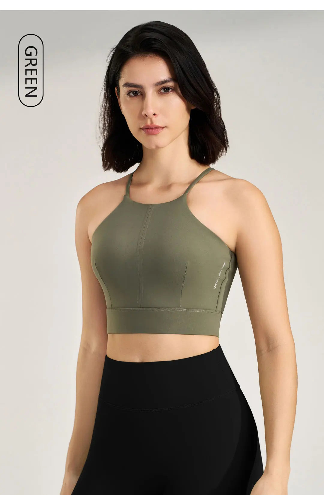 Women's sexy halter top gym high intensity workout yoga clothing gathered shockproof sports underwear yoga undershirt