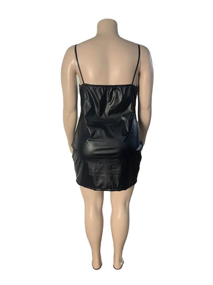 Plus Size Dresses 5xl Woman Clothing Plus Leather Bodycon Dress Pu Clubwear Sling Sexy Short Dress Wholesale Bulk Dropshipping