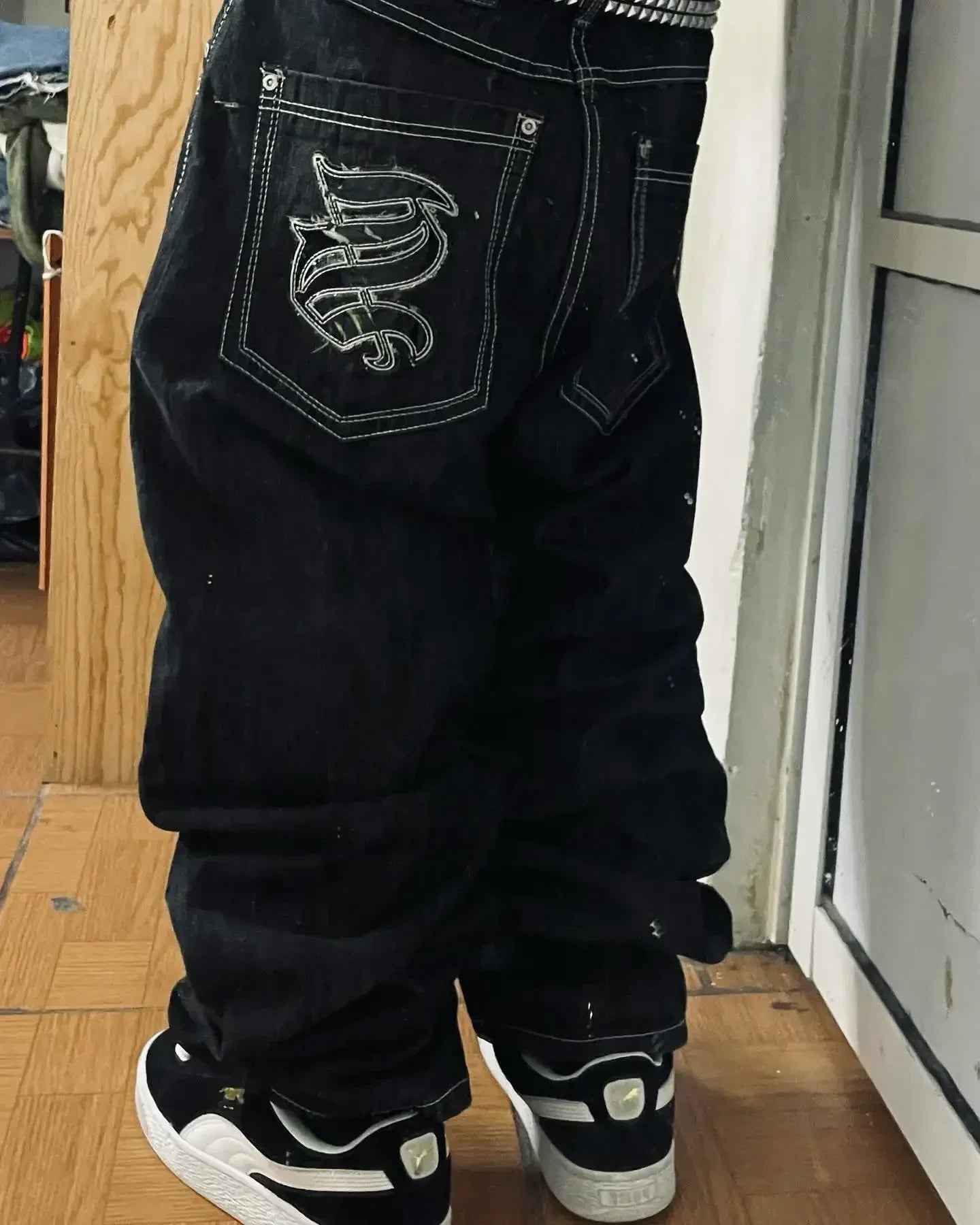 Y2K Best Selling Explosions Men and Women With Retro Embroidery Baggy Jeans Harajuku Rock Hip-Hop Casual Joker Wide Trousers