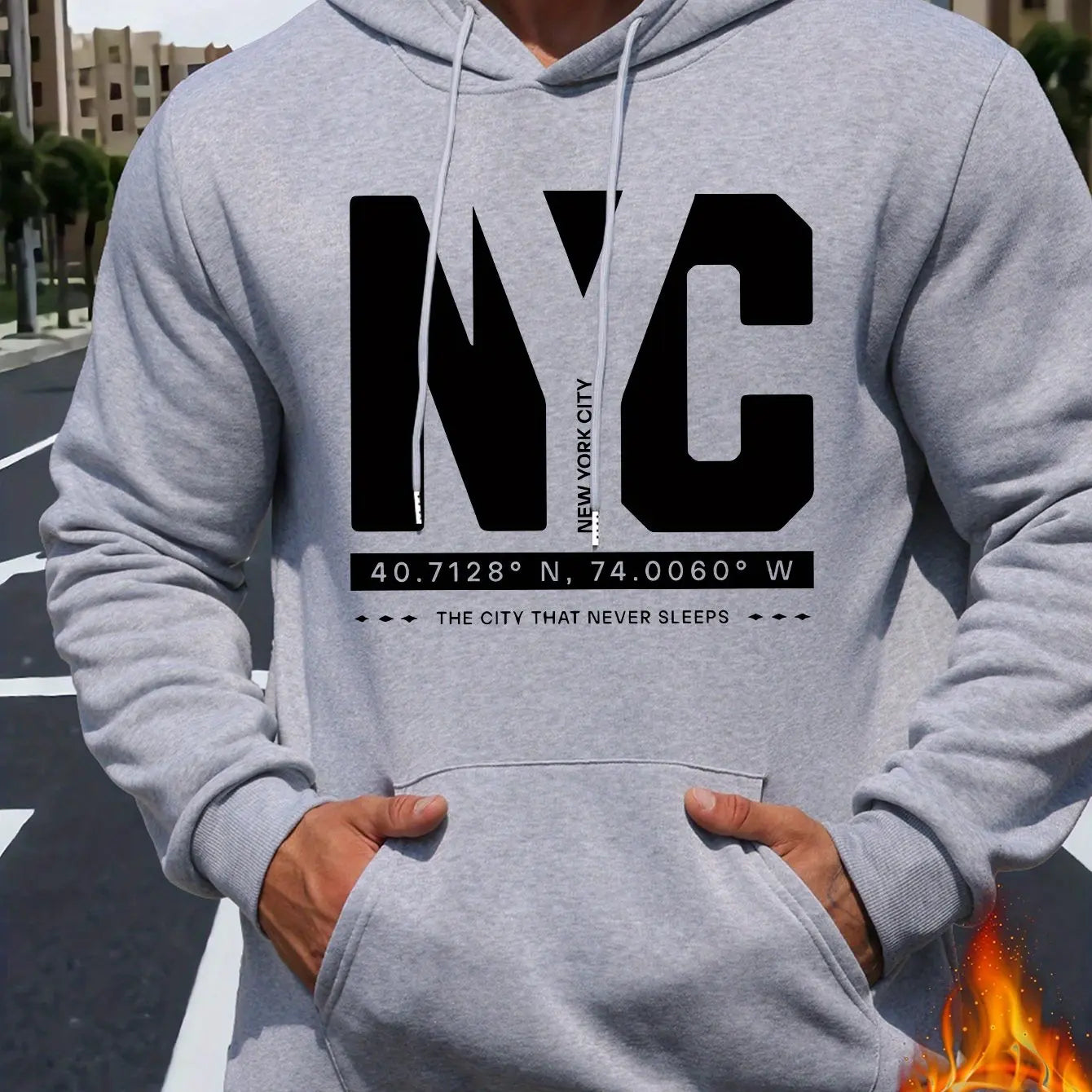 Men's autumn and winter casual fashion loose and comfortable letter print long sleeved hooded sweatshirt warm pullover