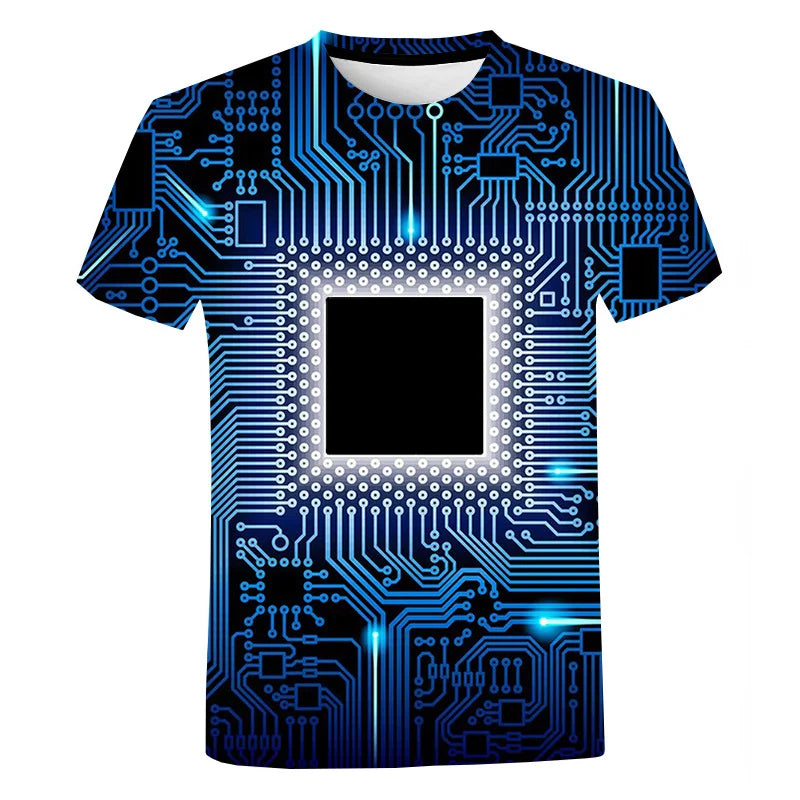 New Circuit Board Graphic T-Shirts Electronic Chip 3D Print Men's Woman Short Sleeve T Shirt Harajuku Tops Tees Unisex Clothing
