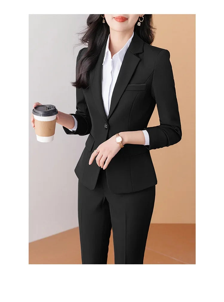 Elegant Western-Style Black Suit Jacket For Women Fashionable Professional Workwear Ideal For Interviews And Office Settings
