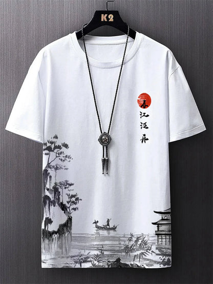 Simple Fashion Ancient Style T Shirts For Men Summer Trendy Crew Neck 3D Printed T-Shirts Loose Streetwear Harajuku Kids Tees