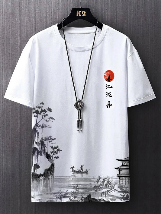 Simple Fashion Ancient Style T Shirts For Men Summer Trendy Crew Neck 3D Printed T-Shirts Loose Streetwear Harajuku Kids Tees