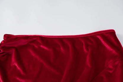 Women Elegant Long Sleeve Party Evening Velvet Bodycon Split Pencil Midi Dress 2025 Spring Autumn Clothes